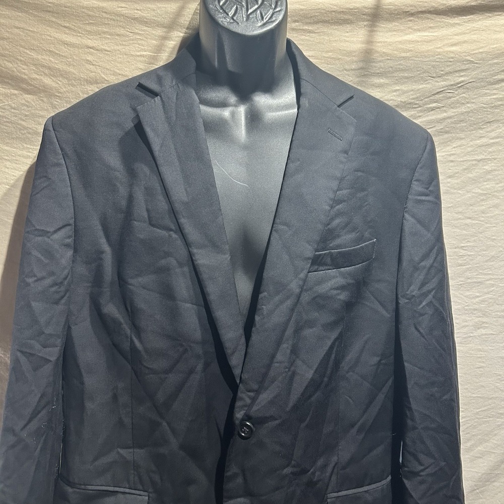 Jos A Bank 1905 Mens Suit Jacket Blazer 44L Black Wool Gabardine Chelsea